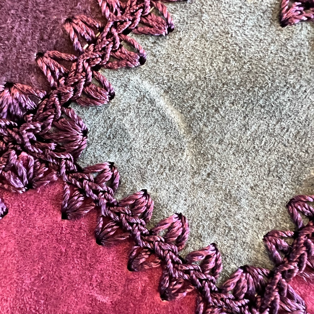 Vintage Lined Leather Crochet Patchwork Skirt in … - image 11